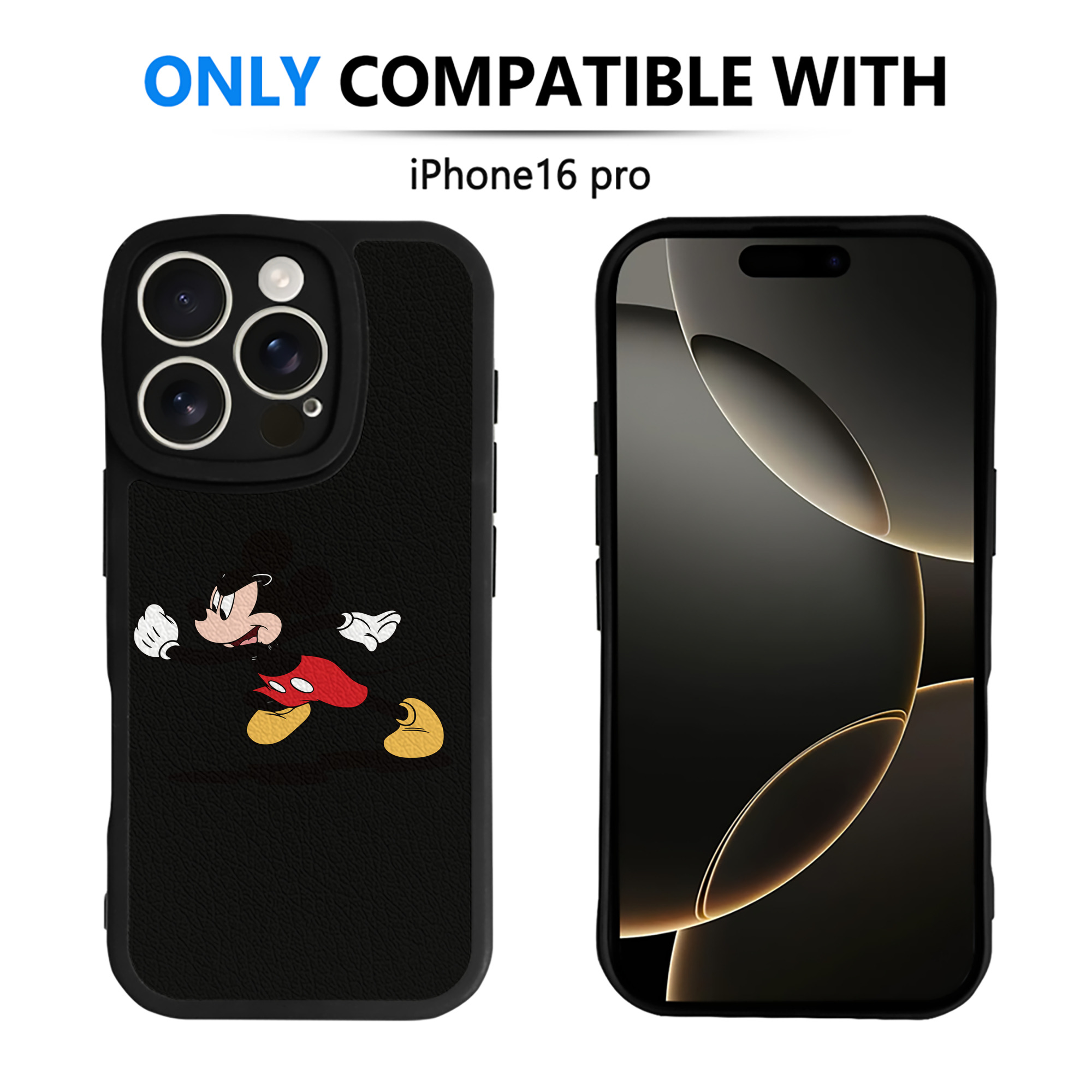 （画像用） ミッキーマウス Mickey Mouse 【iPhone 16シリーズ対応】シリコンスマホケース（レザー調） 材質：シリコン